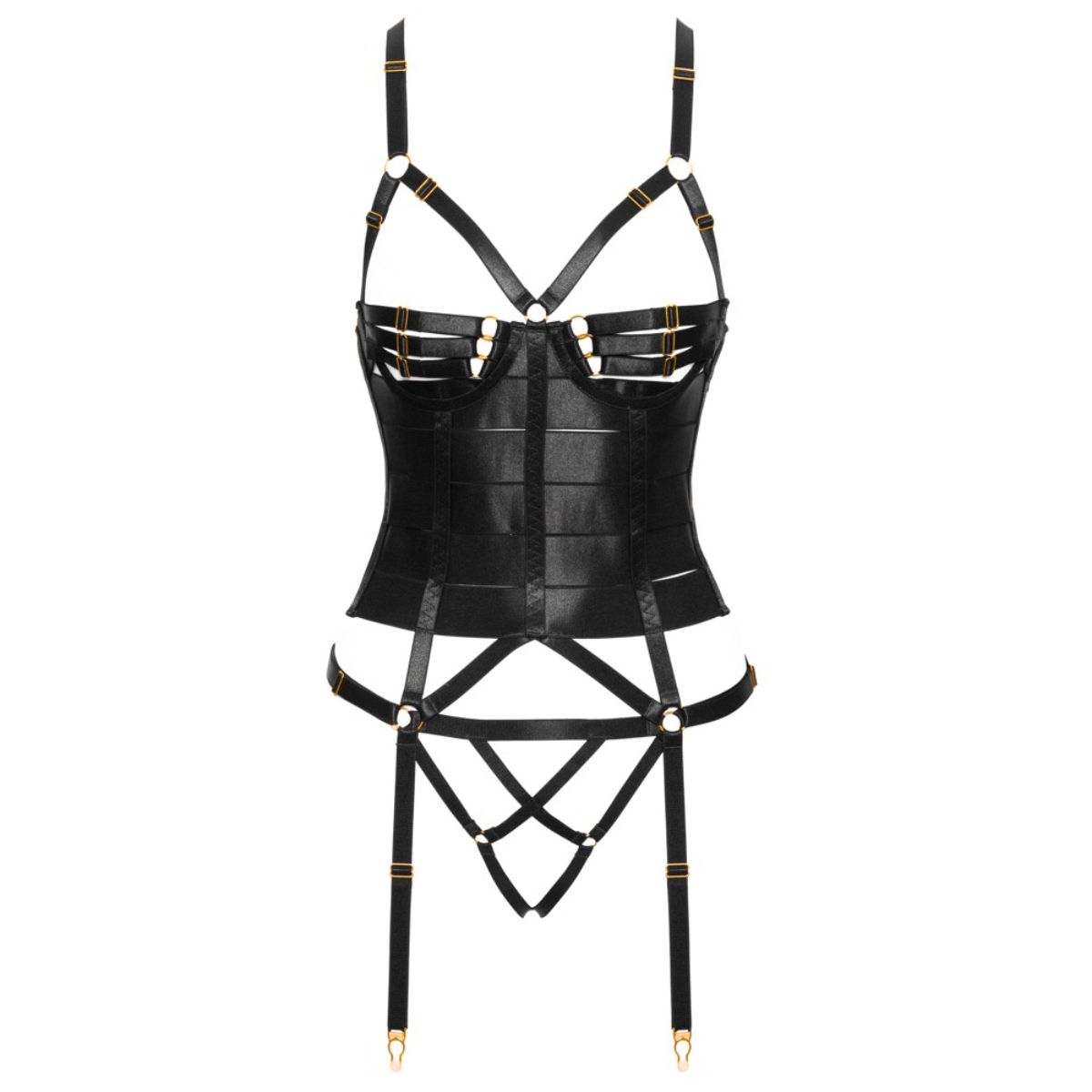 Cottelli Collection - Strapscorsage Set - Zwart - Afbeelding 6