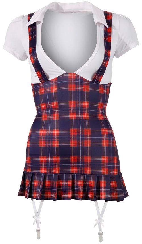Sexy schoolmeisje kostuum - Blauw/Rood/Wit