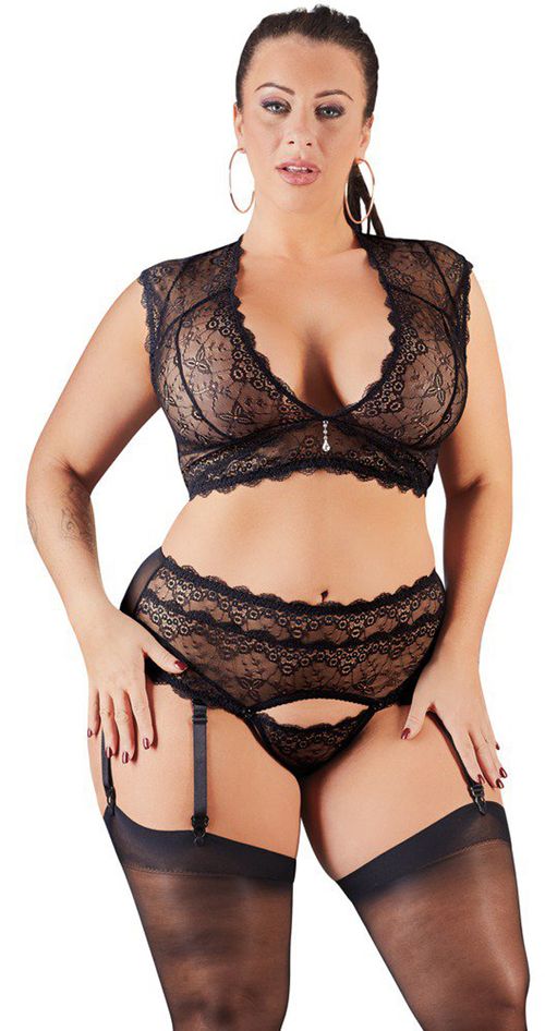 Ensemble porte-jarretelles en dentelle
