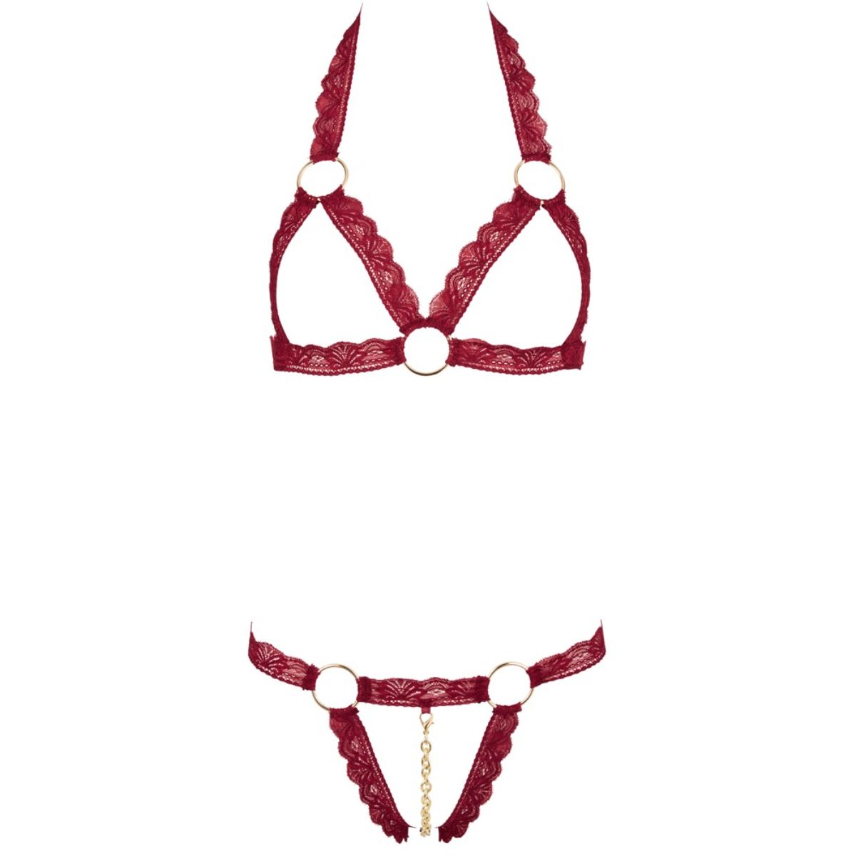 Cottelli Collection - Kanten BH-Set Open Cups - Rood - Afbeelding 5