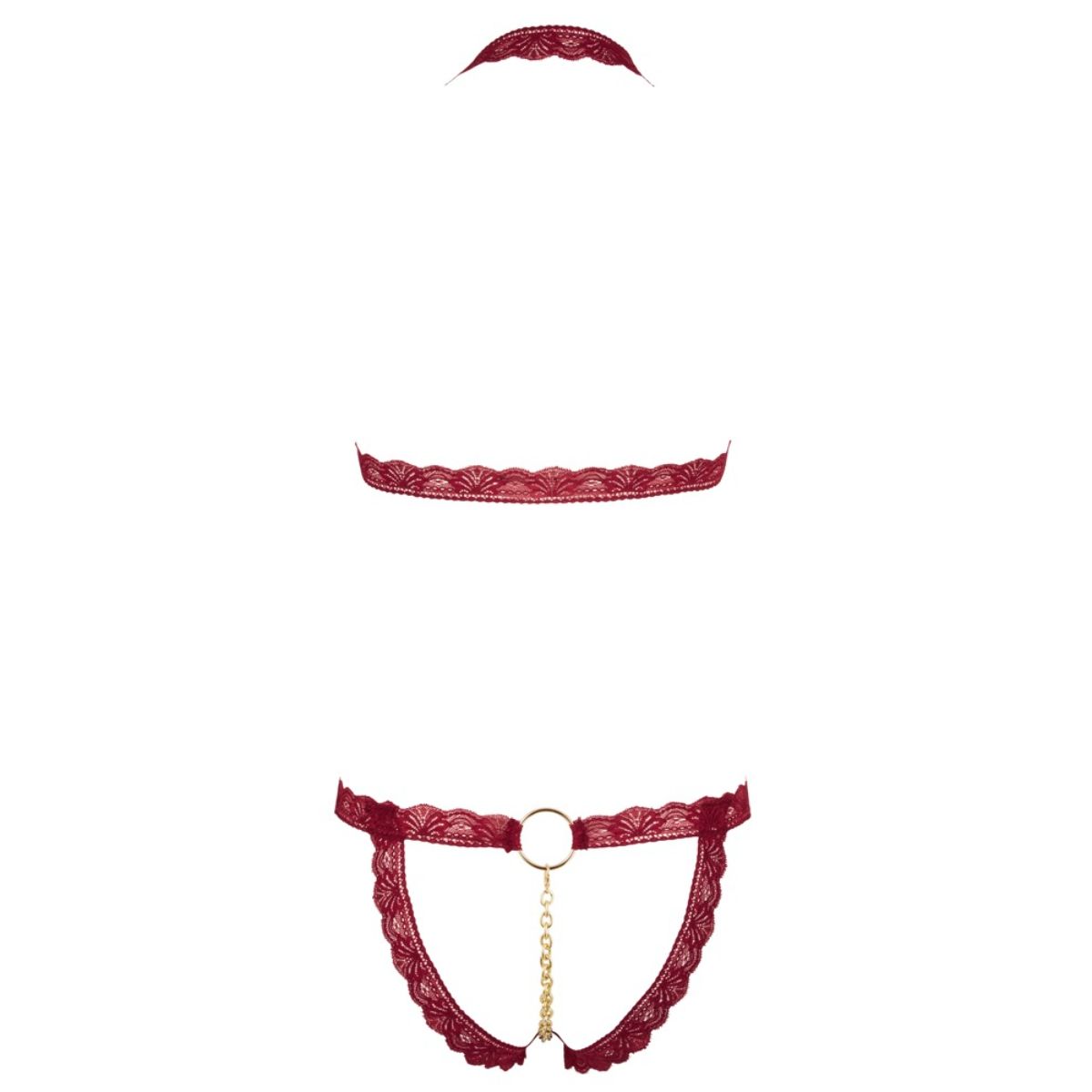 Cottelli Collection - Kanten BH-Set Open Cups - Rood - Afbeelding 7