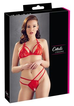 Cottelli Lingerie – Lace Set with Crotchless String – Red