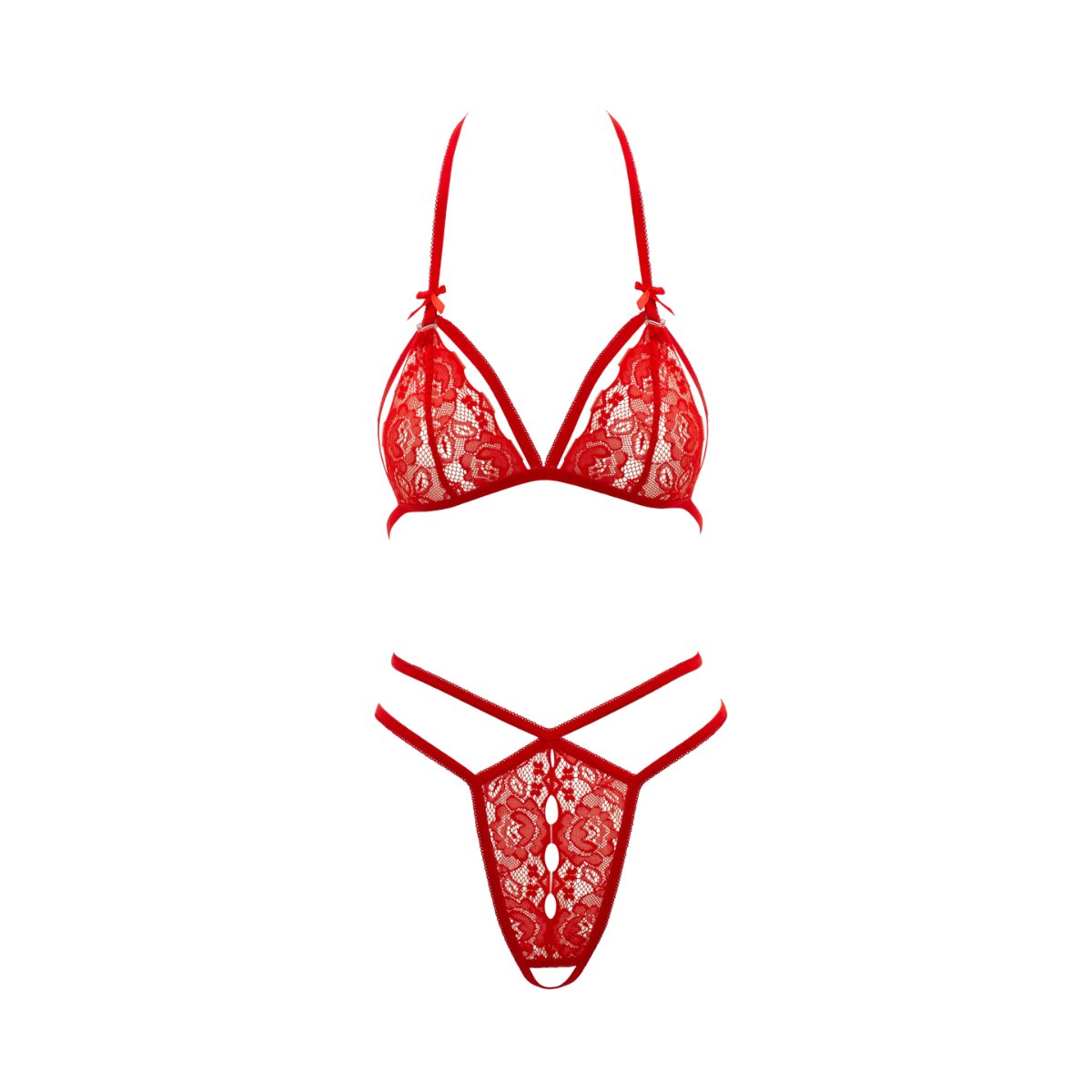 Cottelli Lingerie – Kantenset met Open String – Rood