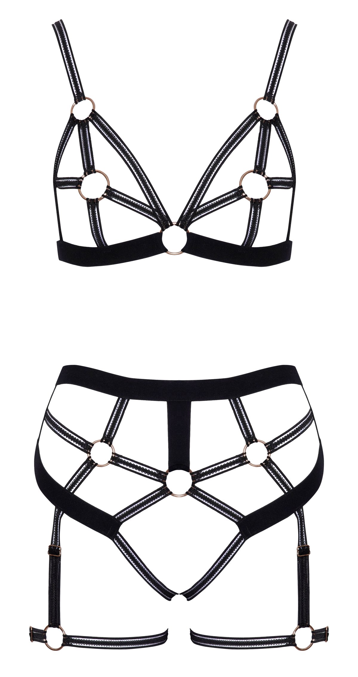 Cottelli LINGERIE – Ouvert Set Bh & Slip – Zwart