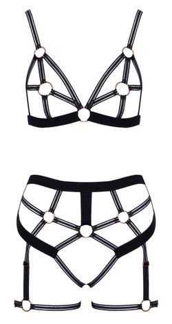Cottelli LINGERIE – Ouvert Set Bra & Thong – Black