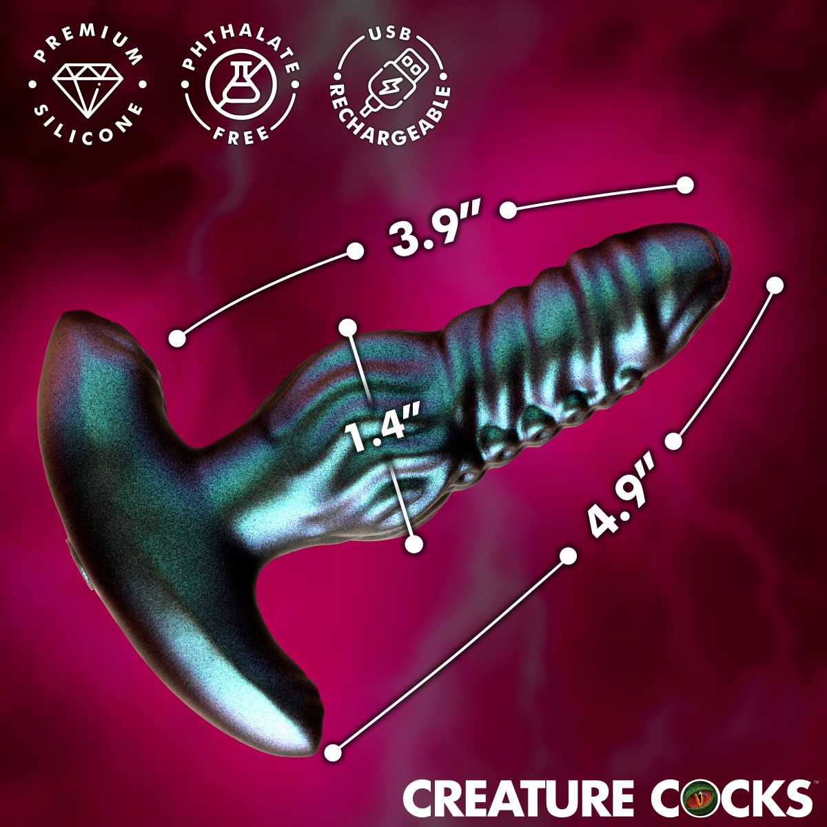 Creature Cocks - Octo-Squirm Vibrerende Anaalplug - 12,4 cm foto 6