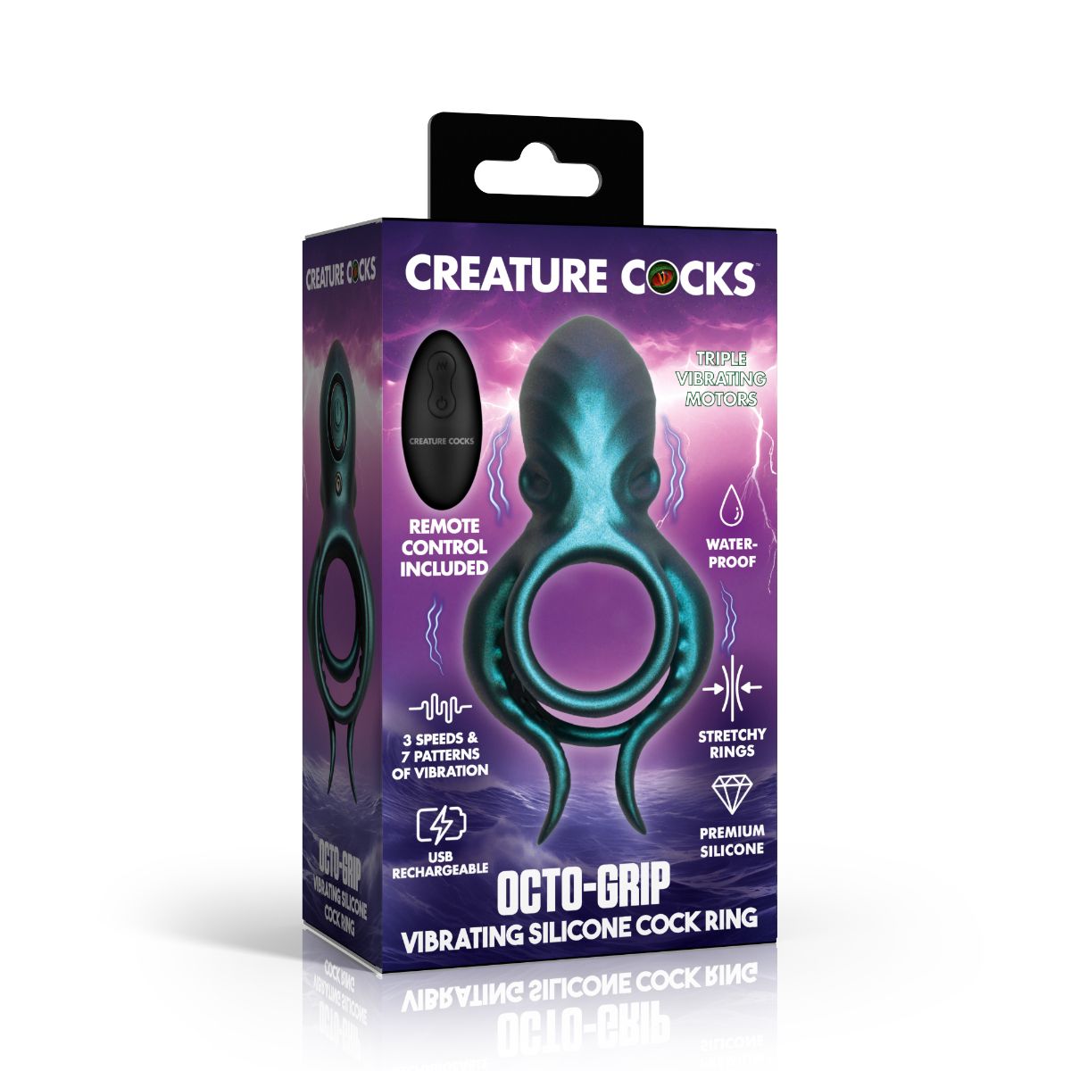 Creature Cocks - Octo Grip Vibrerende Penisring - Blauw foto 9