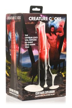 XR Brands - Centaur Explosion Squirting Silicone Dildo - Black/Red