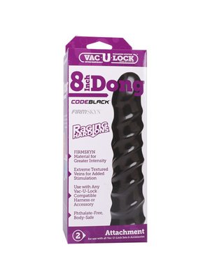 Doc Johnson - VacULock CodeBlack Raging HardOns Dildo 20,3 cm - Zwart