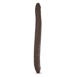 Realistyczne podwójne dildo Dr. Skin z przyssawką 40 cm – czekoladowe