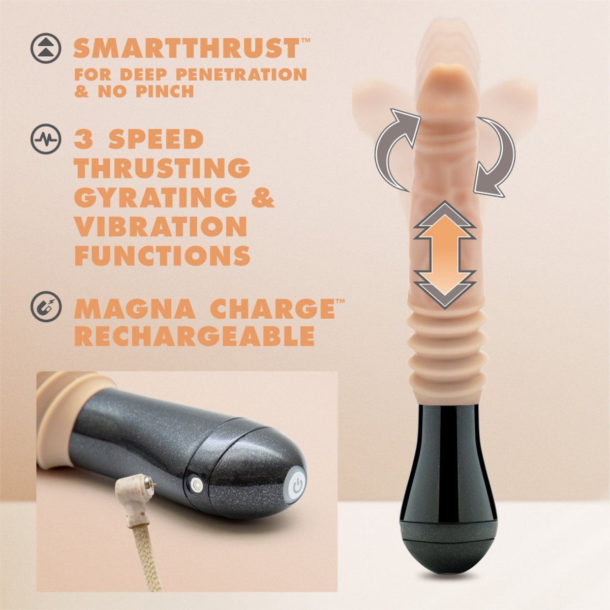 Dr. Skin Silicone - Dr. Knight - Stotende en Vibrerende Dildo - Beige