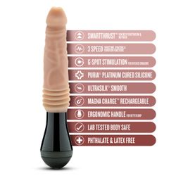 Dr. Skin Silicone - Dr. Knight - Thrusting and Vibrating Dildo - Beige