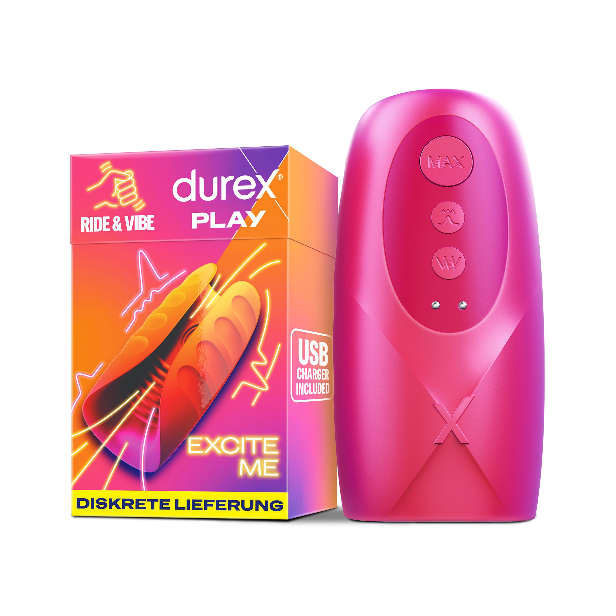 Durex - Play Ride &Vibe Sensorial Masturbator - Pink - EasyToys