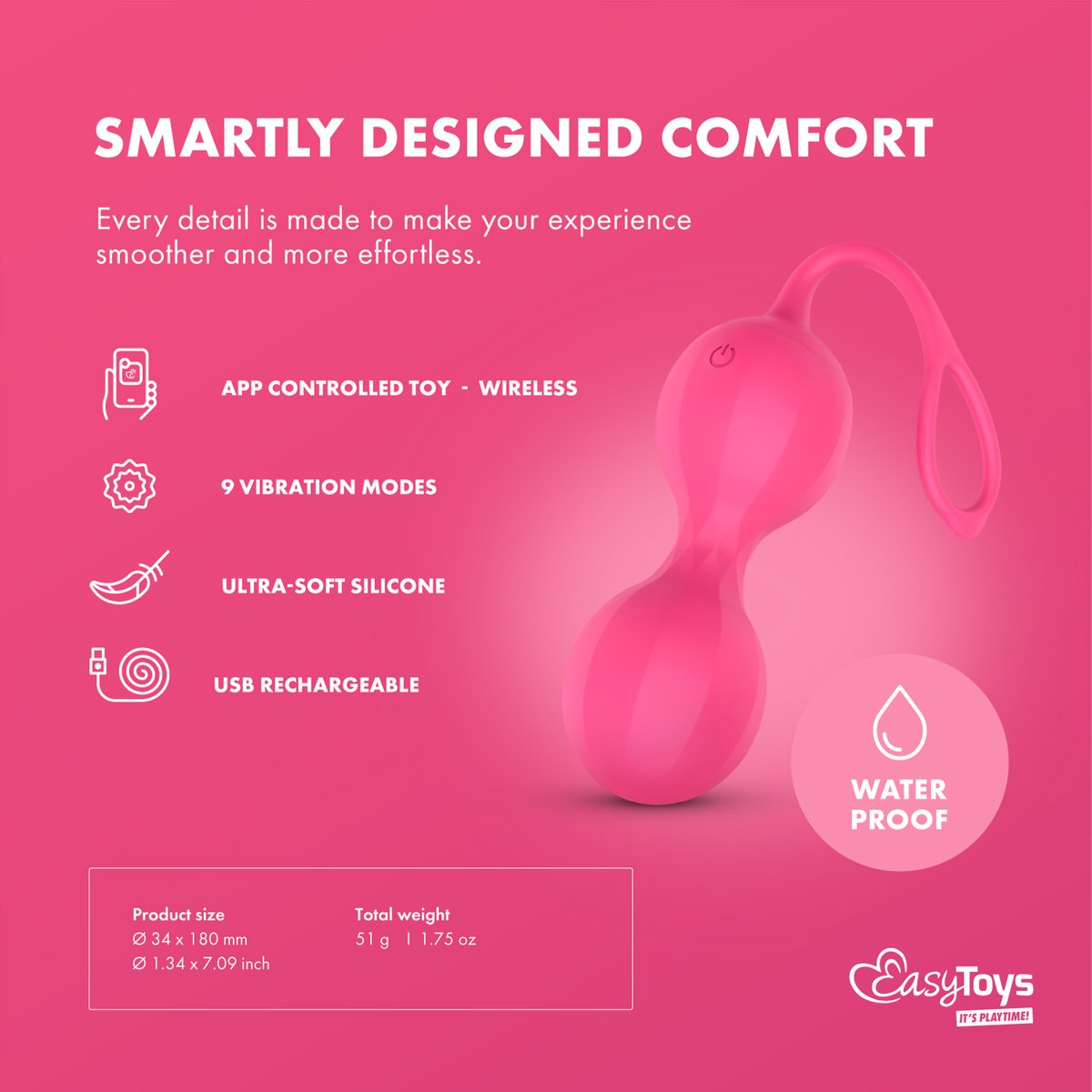 EasyConnect - Vibrerende Kegel Balletjes Stella app gestuurd