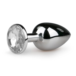 Metal Butt Plug Silver/Clear - S
