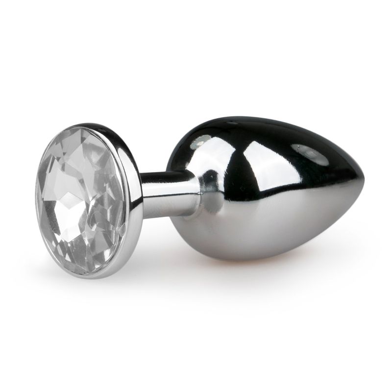 Metalen buttplug met transparante diamant