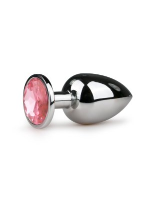 Metalen buttplug Zilver/Roze - L
