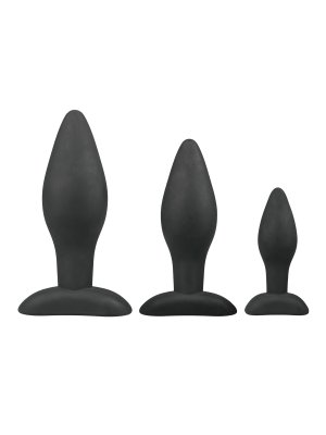 Siliconen buttplugsetje - zwart