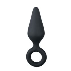 Plugs anales negros con anillo para extraer - Medio
