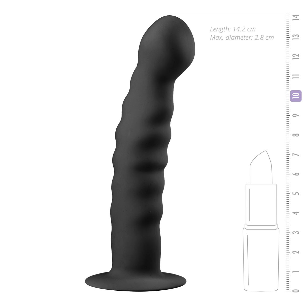 Gode en silicone avec ventouse - Noir - Adam et Eve