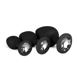 Set de plug anales negro con diamente - EasyToys Anal Collection