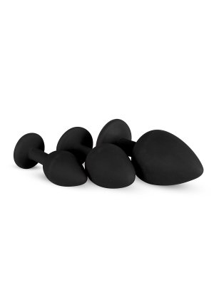 Siliconen Buttplug Met Diamant - Zwart