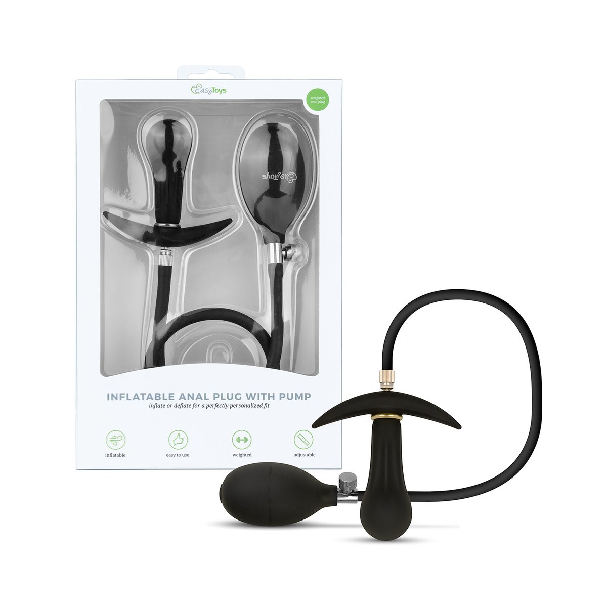 Anal Collection - Opblaasbare Buttplug met Pomp 8 cm - Zwart