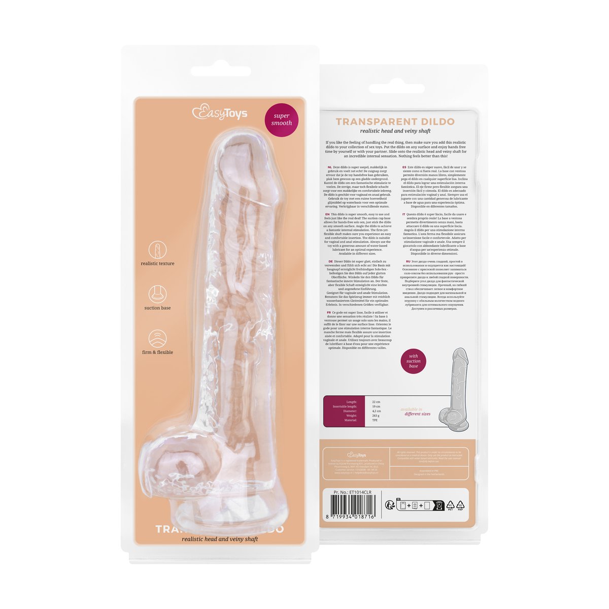 Jelly Dildo met ballen - 19 cm