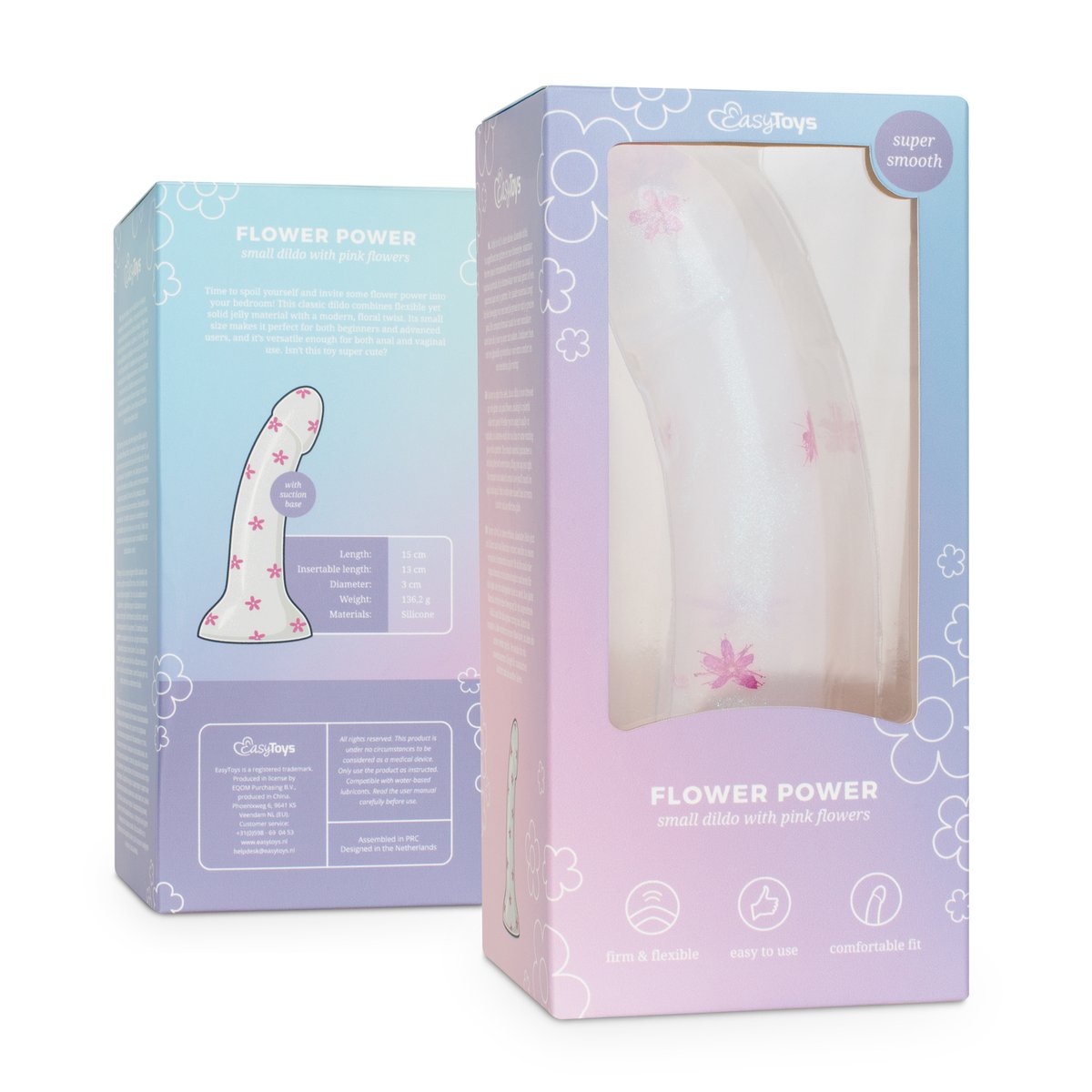 Dildo Collection Flower Power Dildo – Roze Glitterdesign 15 cm
