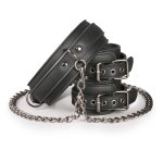 Easytoys Fetish - Kunstleren Halsband Met Handboeien - Zwart