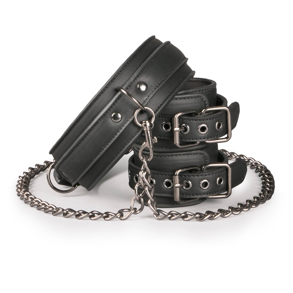 Easytoys Fetish - Kunstleren Halsband Met Handboeien - Zwart Easytoys Fetish - Kunstleren Halsband Met Handboeien - Zwart