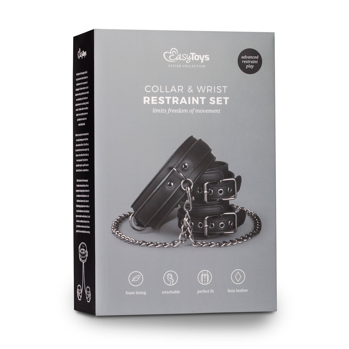 Easytoys Fetish - Kunstleren Halsband Met Handboeien - Zwart