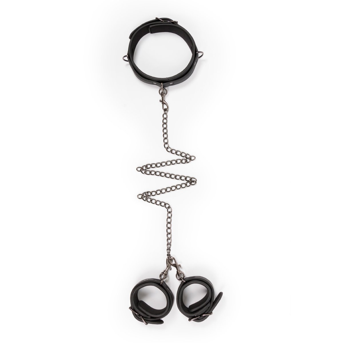 Easytoys Fetish - Kunstleren Halsband Met Handboeien - Zwart