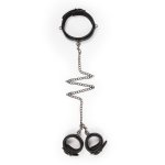 Easytoys Fetish - Kunstleren Halsband Met Handboeien - Zwart