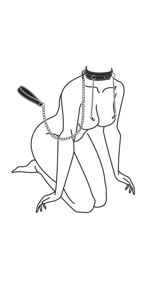 Easytoys Fetish - Kunstleren halsband met tepelklemmen