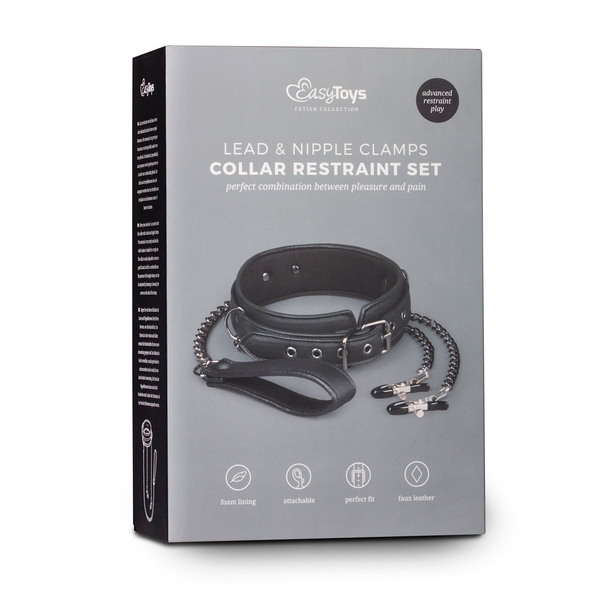 Easytoys Fetish - Kunstleren halsband met tepelklemmen