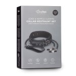 Easytoys Fetish - Kunstleren halsband met tepelklemmen