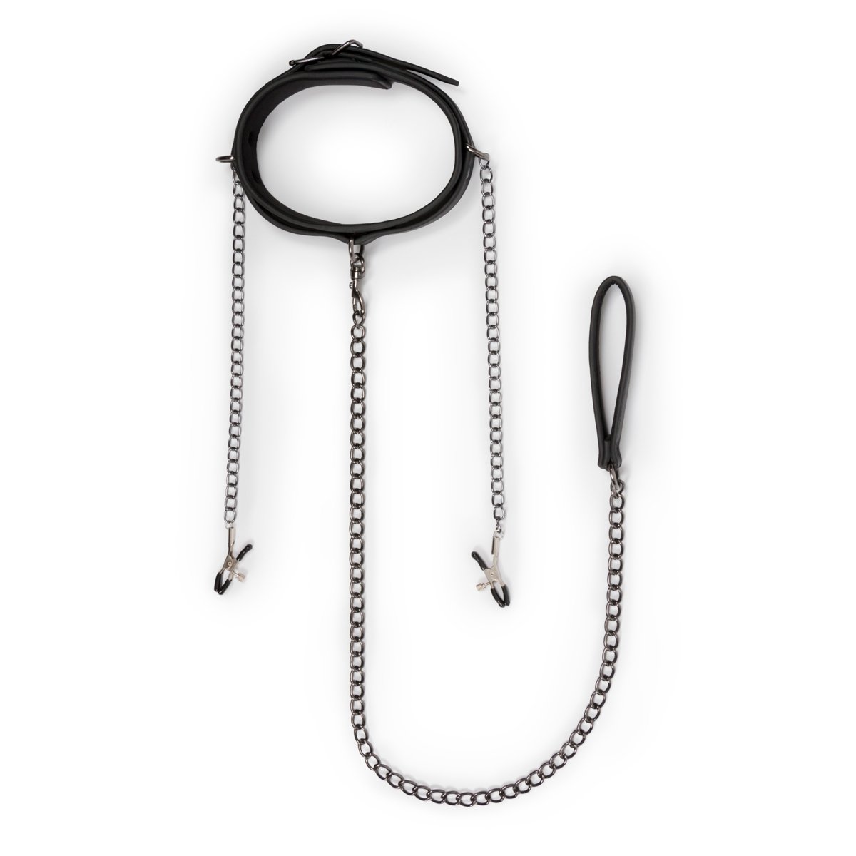 Easytoys Fetish - Kunstleren halsband met tepelklemmen