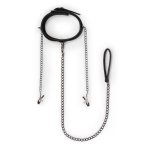 Easytoys Fetish - Kunstleren halsband met tepelklemmen