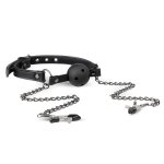 Easytoys Fetish - Open Ball Gag Met Tepelklemmen