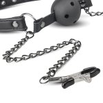 Easytoys Fetish - Open Ball Gag Met Tepelklemmen