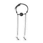 Easytoys Fetish - Open Ball Gag Met Tepelklemmen