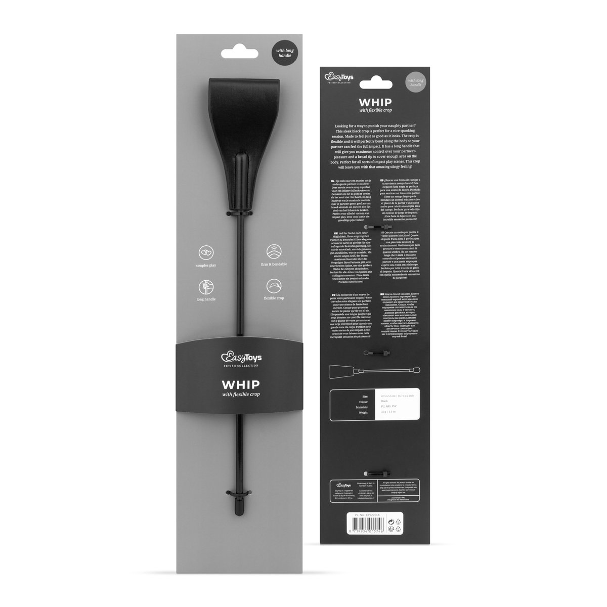 Easytoys Fetish - Zwarte Zweep - 42,5 cm