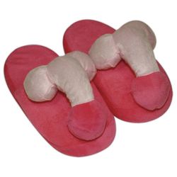Pink-coloured penis slippers