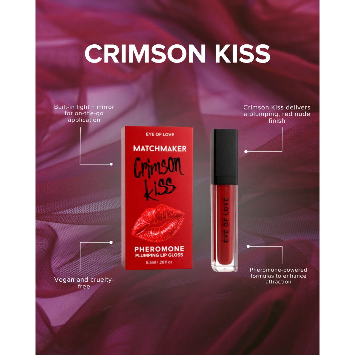 Eye of Love - Matchmaker Kiss Chemistry Lip Gloss - Crimson Kiss - Afbeelding 2