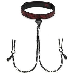 Fifty Shades of Grey – Sweet Anticipation Collar con Pinzas para Pezones – Rojo