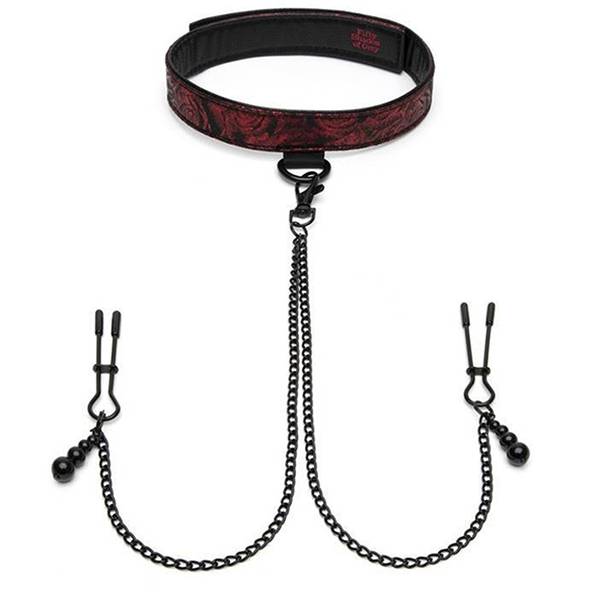 Fifty Shades of Grey – Sweet Anticipation Collar with Nipple Clamps – Red Fifty Shades of Grey – Sweet Anticipation Collar with Nipple Clamps – Red