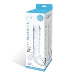 Glas - Realistic Ribbed Glass G-Spot Dildo with Balls