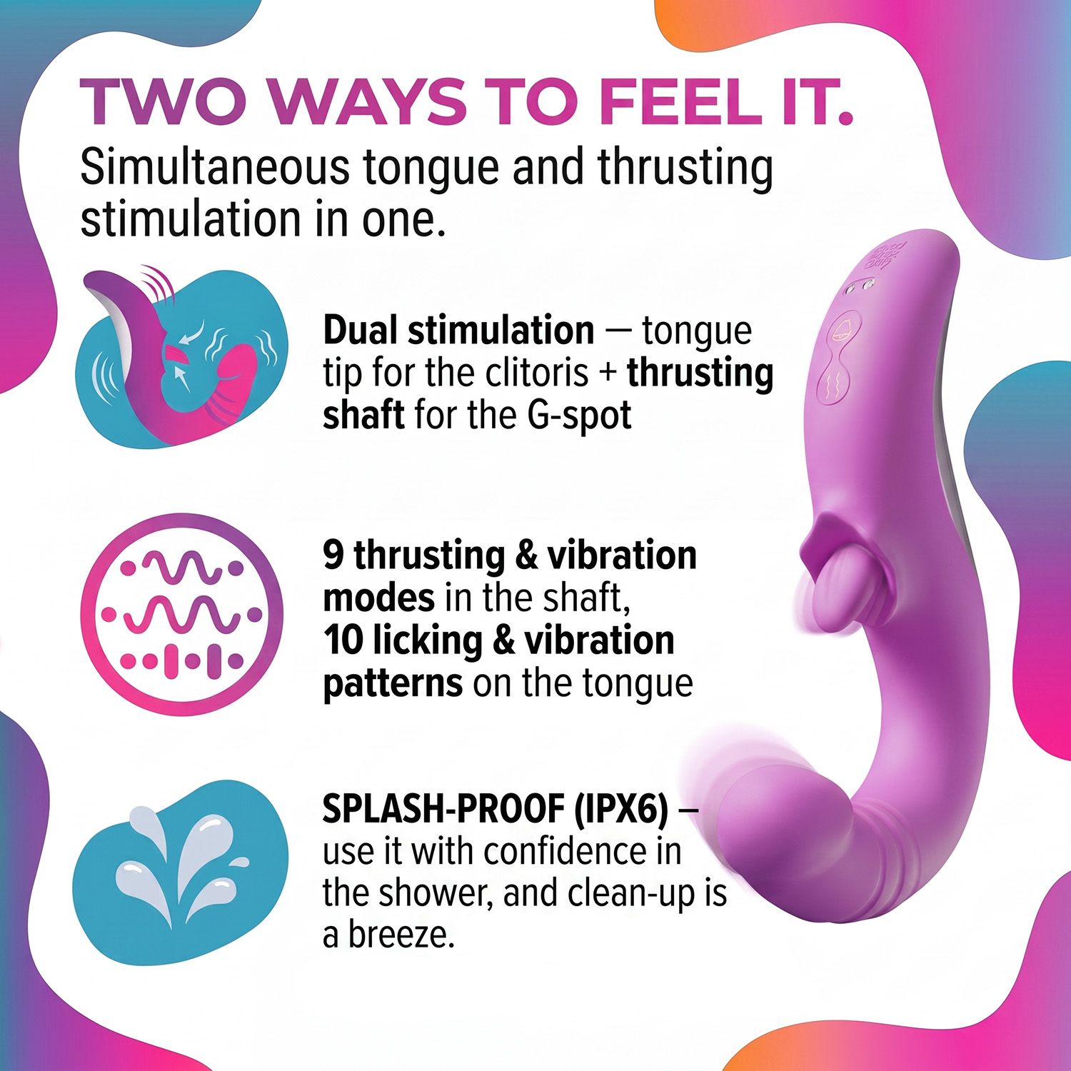 Good Vibes Only - Thrusting Tong Vibrator - Roze - Afbeelding 3