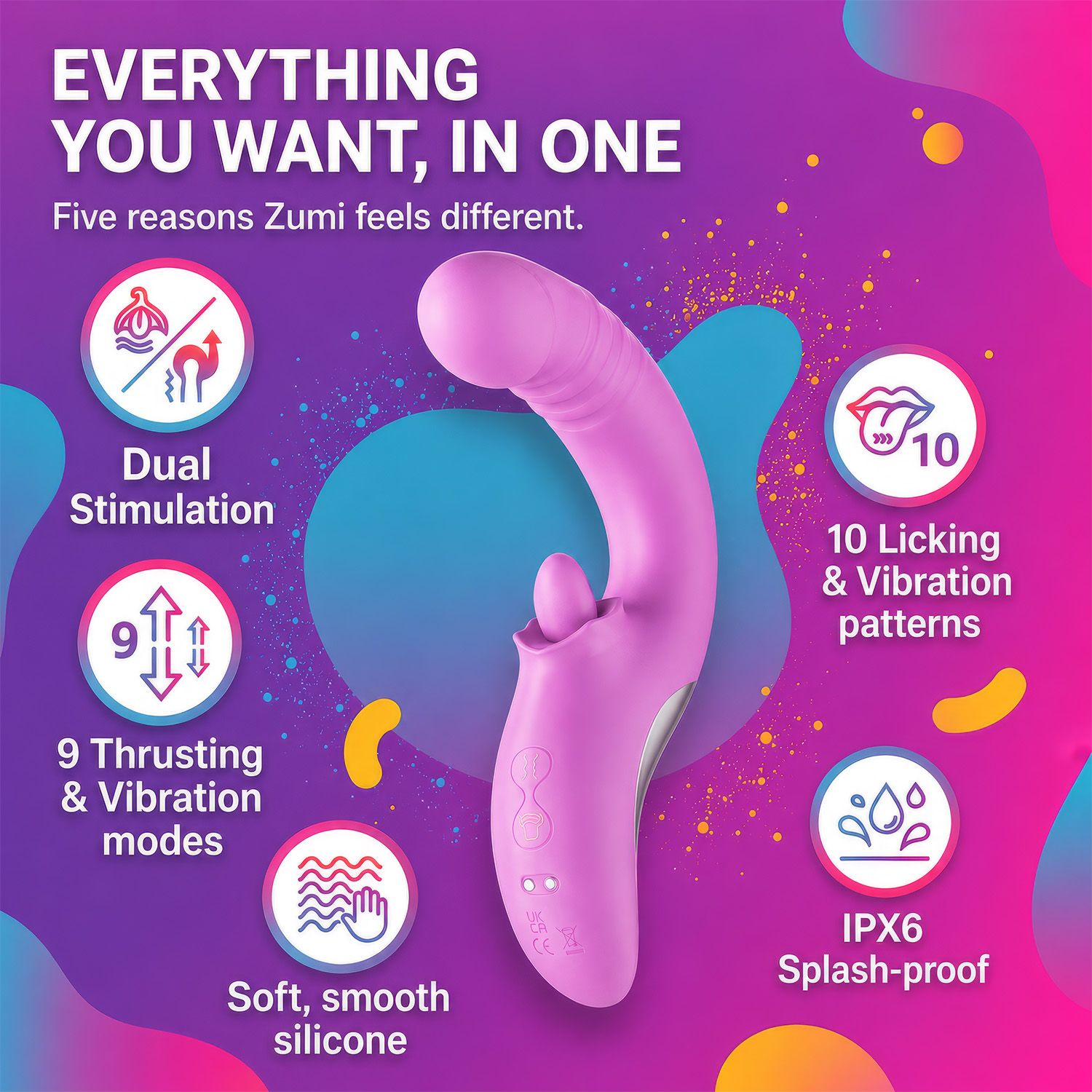 Good Vibes Only - Thrusting Tong Vibrator - Roze - Afbeelding 2